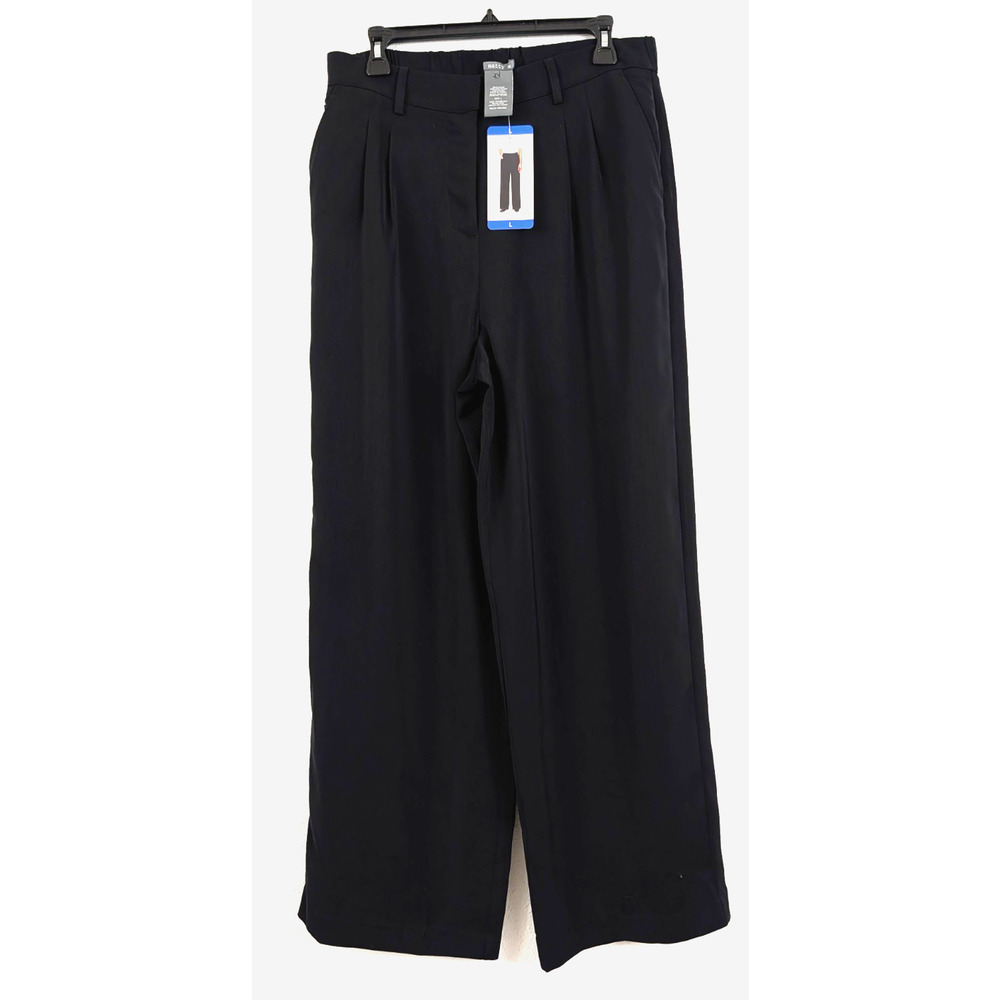 New Matty M sz L The Essential Trouser Pants wide legs pleated pockets 0986